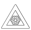 snow or ice road, triangle, red border, white inside with a snowflake